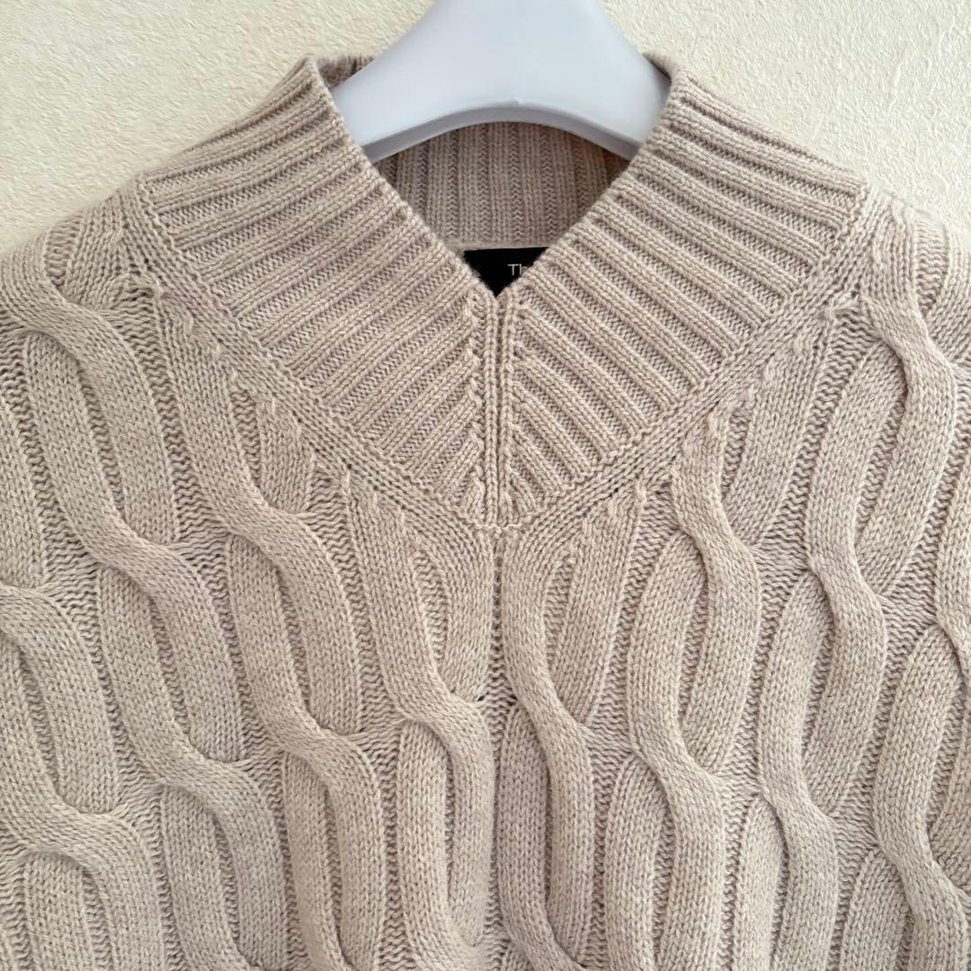 セオリー　ウール　カシミヤ　ケーブル　Vネック　ニット　セーター　レディース