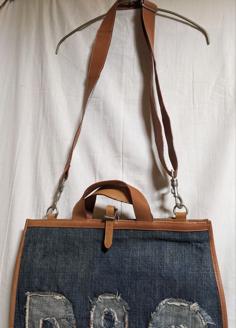 ドルチェ&ガッバーナ　大型　牛ヌメ革　2wayデニムショルダーバッグインディゴ