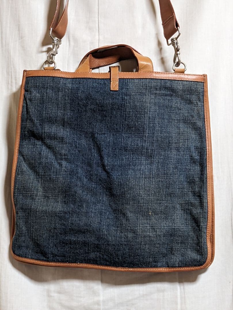 ドルチェ&ガッバーナ　大型　牛ヌメ革　2wayデニムショルダーバッグインディゴ
