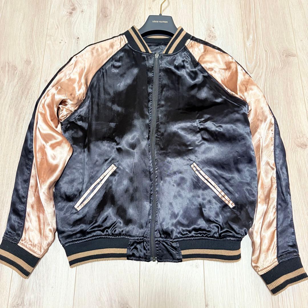 【豪華刺繍】絡繰魂・粋　四神　スカジャン　リバーシブル　和柄　鳳凰　ブラック　L