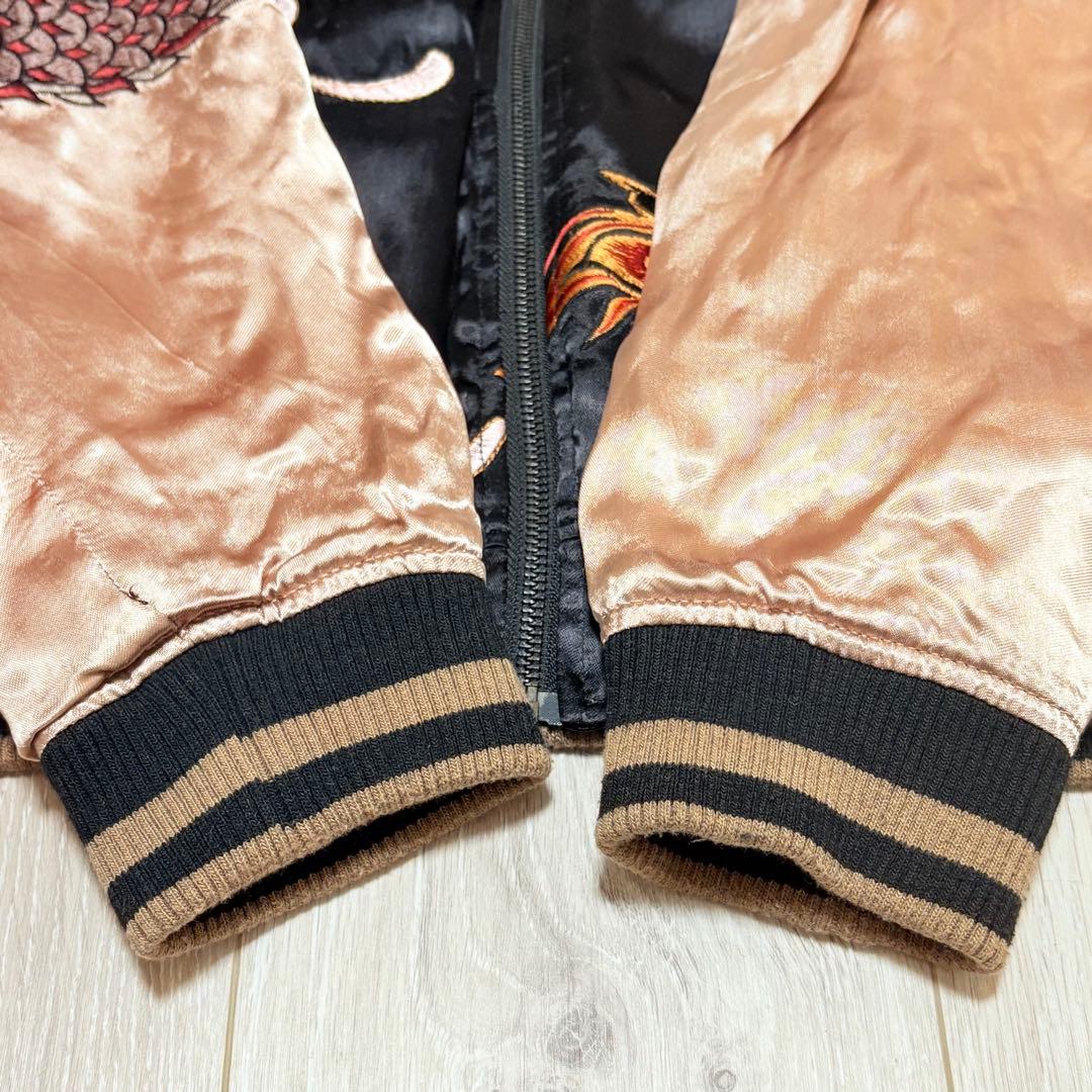 【豪華刺繍】絡繰魂・粋　四神　スカジャン　リバーシブル　和柄　鳳凰　ブラック　L