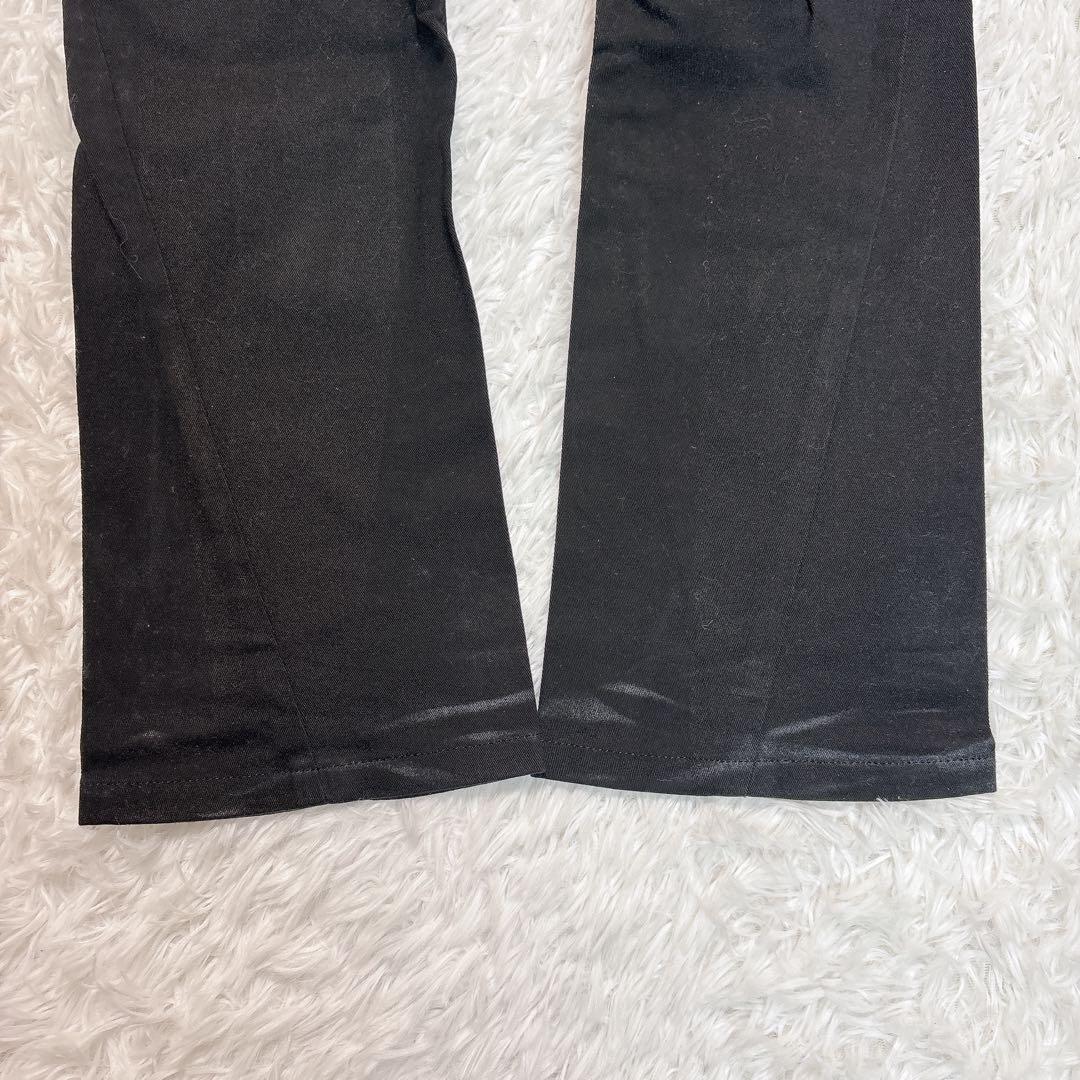 【トルネードマート】カジュアルパンツ　鬼ヒゲ　ブラック　軽伸縮性有　ブーツカット