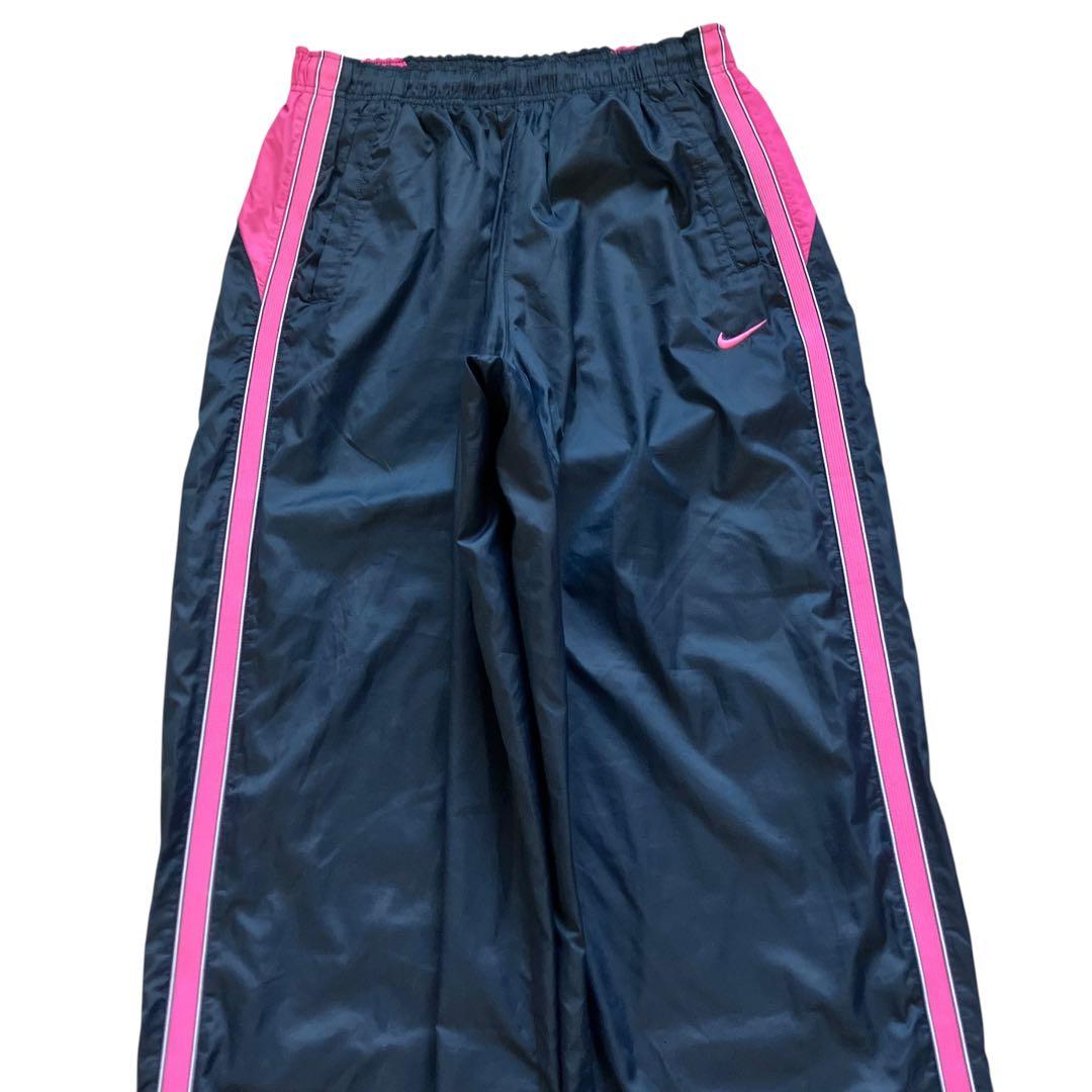美品00s OLD NIKE レアカラーピンク ナイロンセットアップ上下 Y2K