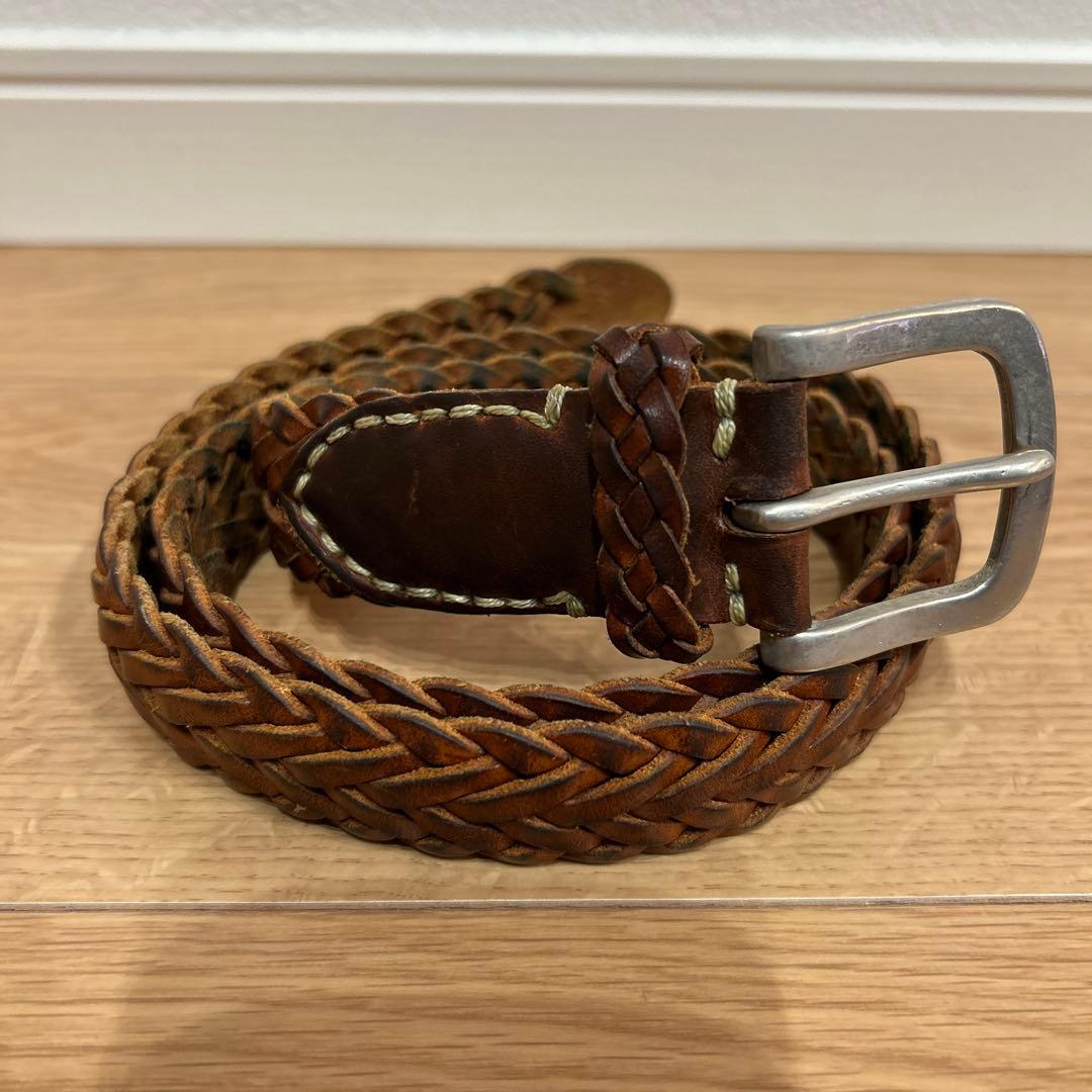 VINTAGE WORKS 編み込みレザーベルト