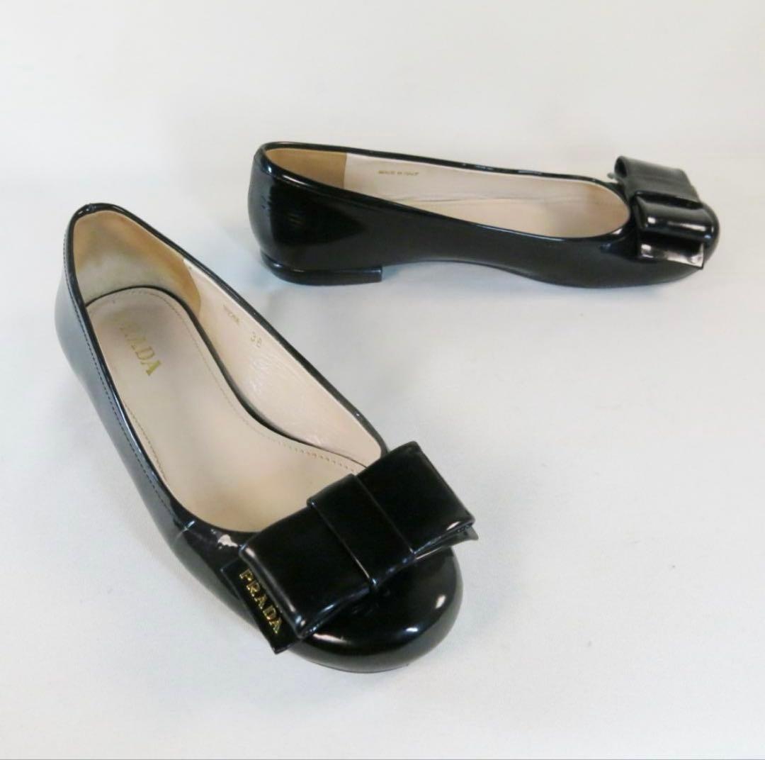 【プラダ】PRADA|36|23㎝|リボンパンプス|黒|i1401