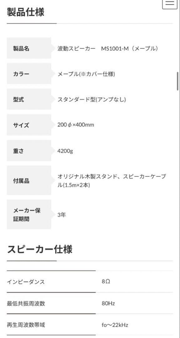 【カバー付き美品！】M'S System MS1001 波動スピーカー