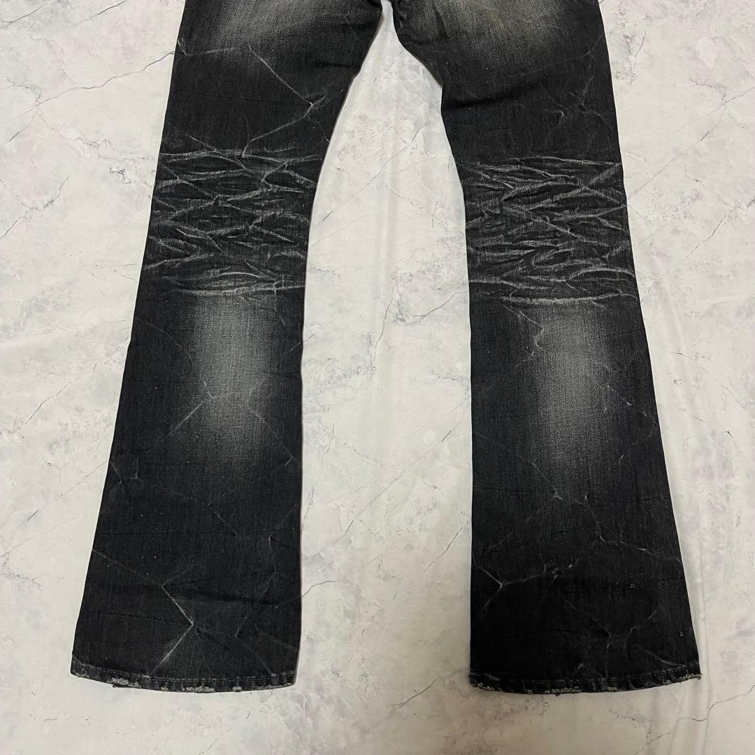 美品 GOSTAR DE FUGA デニム フレア ラメ シワ加工 y2k