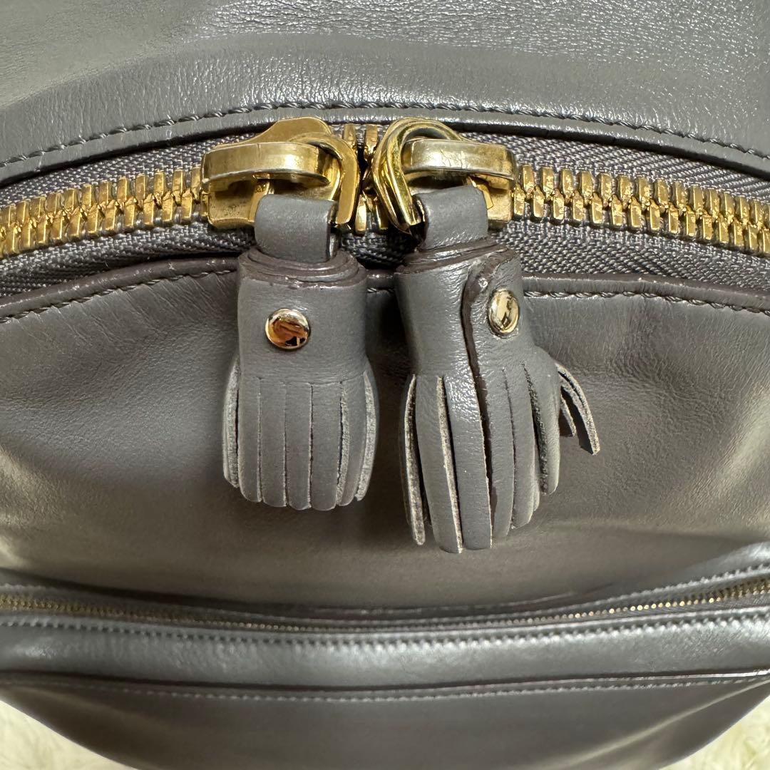 未使用級✨アニヤハインドマーチ リュック スマイリー レザー グレー パンチング