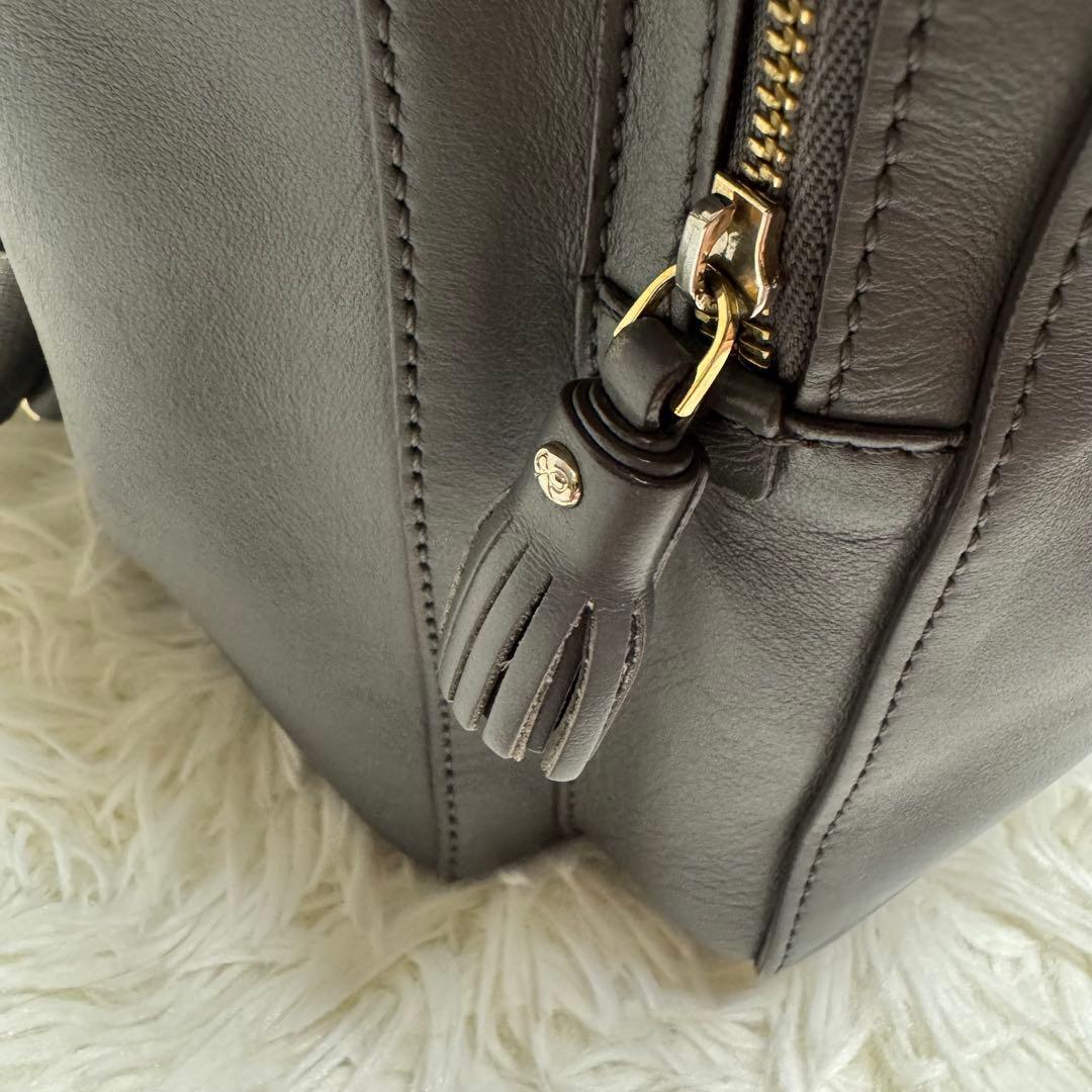 未使用級✨アニヤハインドマーチ リュック スマイリー レザー グレー パンチング