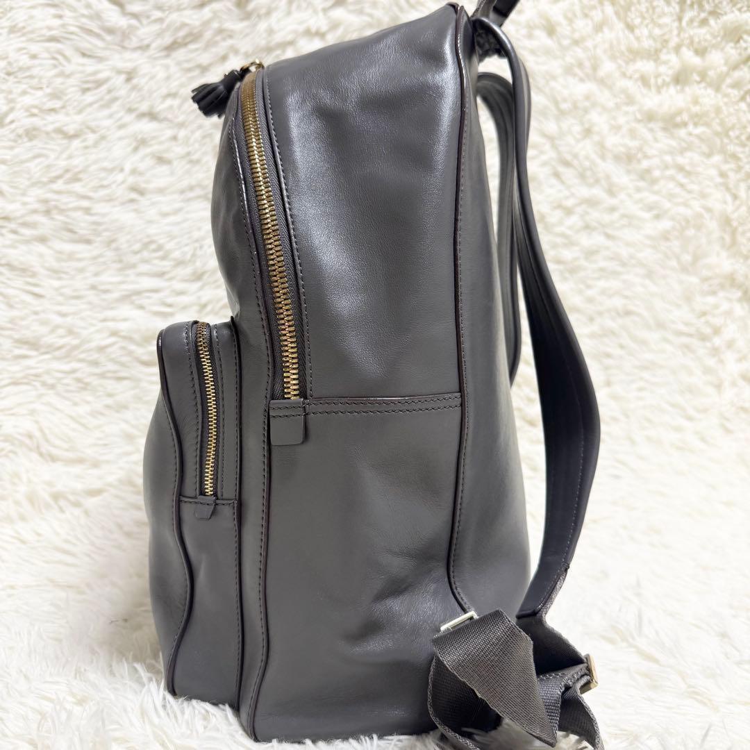 未使用級✨アニヤハインドマーチ リュック スマイリー レザー グレー パンチング