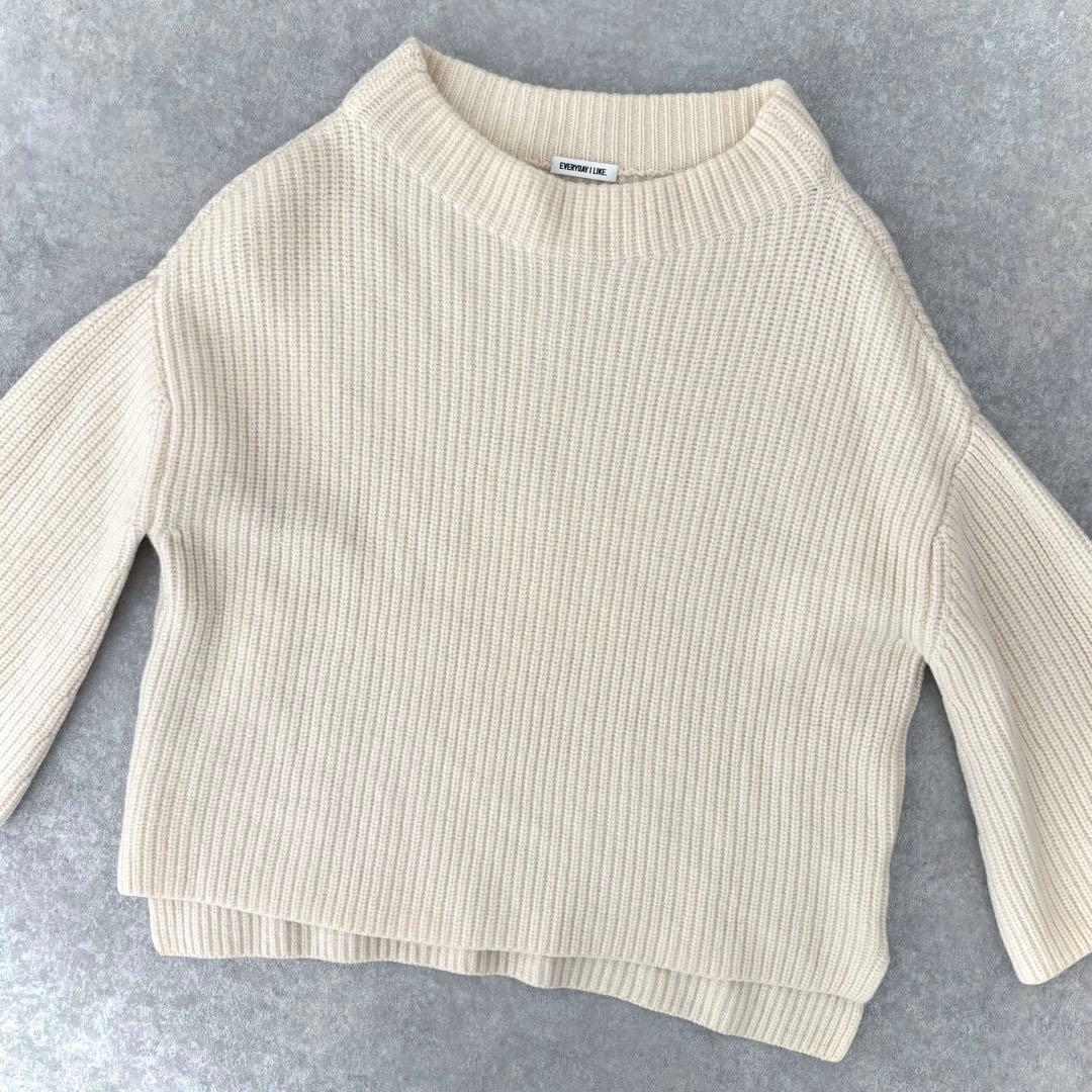 美品 ドゥーズィエムクラス アゼワイドスリーブセーター ウール ホワイト 白