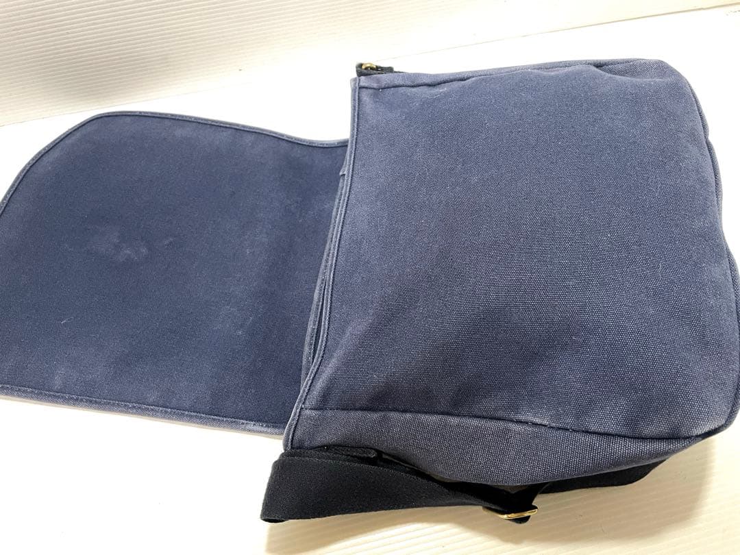 美品 POLOラルフローレン 斜め掛けメッセンジャーバッグ ネイビー刺繍ロゴ