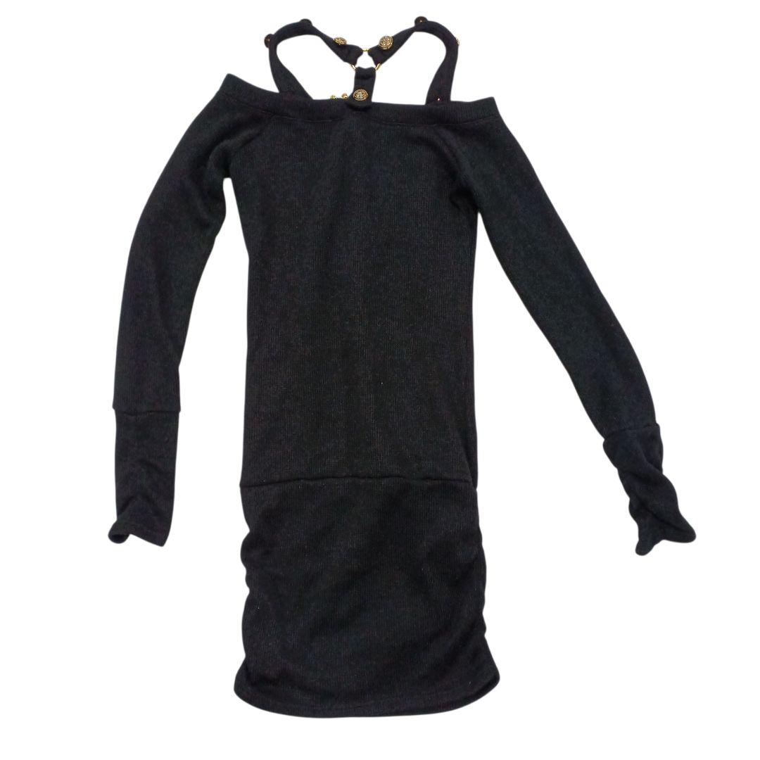 d.i.a. ダイヤ クロス チャーム 金ボタン スカル プリント ロングニット