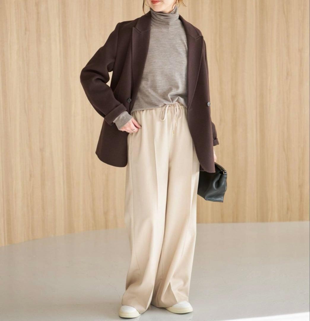 【新品】Spick & Span 18Gタートルネックプルオーバー ベージュA