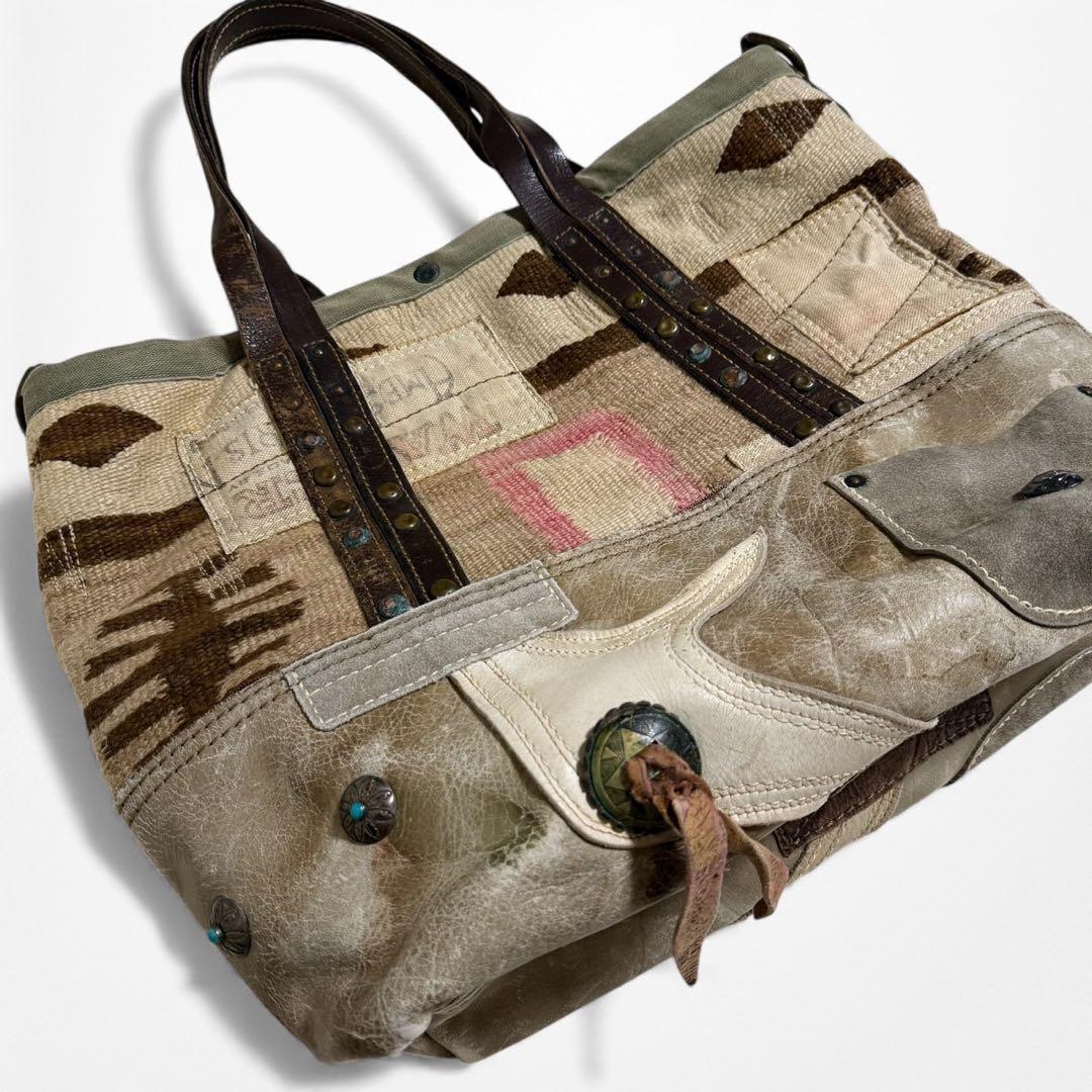 J.AUGUR DESIGN ネイティブ キャンバス レザー トートバッグ