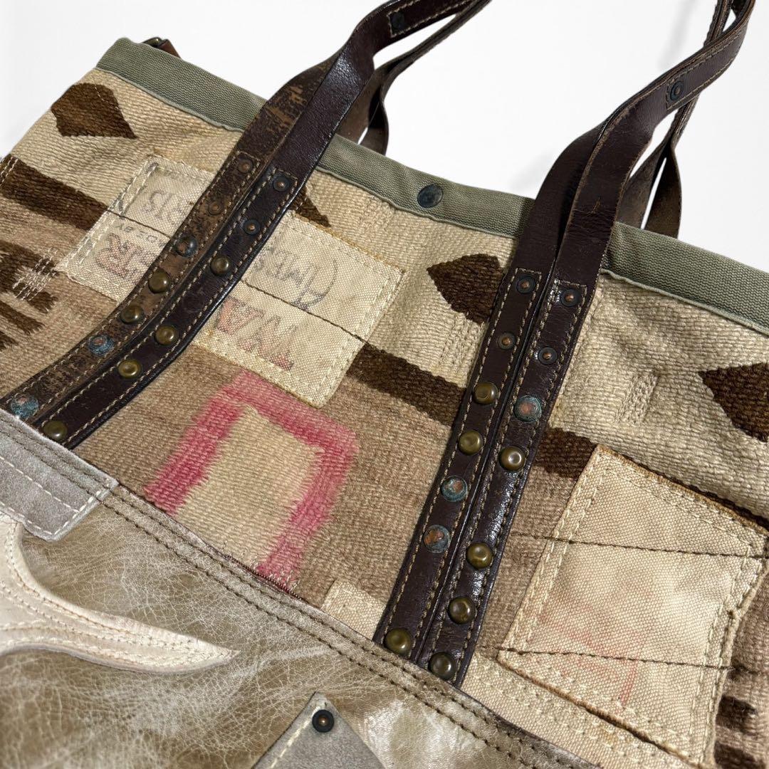 J.AUGUR DESIGN ネイティブ キャンバス レザー トートバッグ