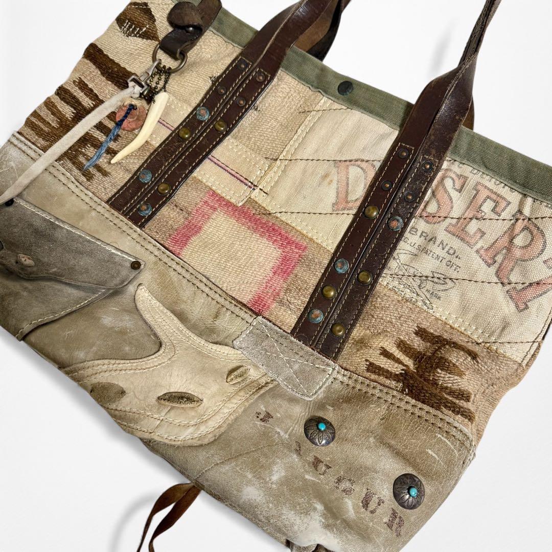 J.AUGUR DESIGN ネイティブ キャンバス レザー トートバッグ