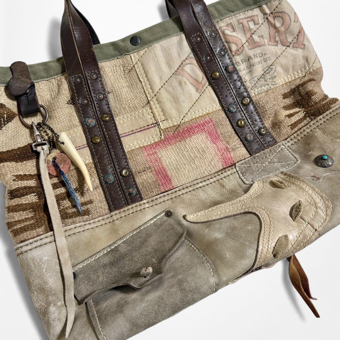 J.AUGUR DESIGN ネイティブ キャンバス レザー トートバッグ