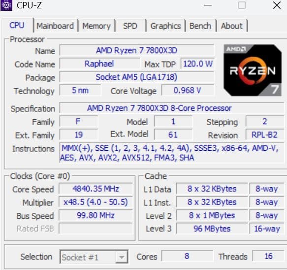 AMD Ryzen7 7800X3D バルク 新品, 作動確認済み