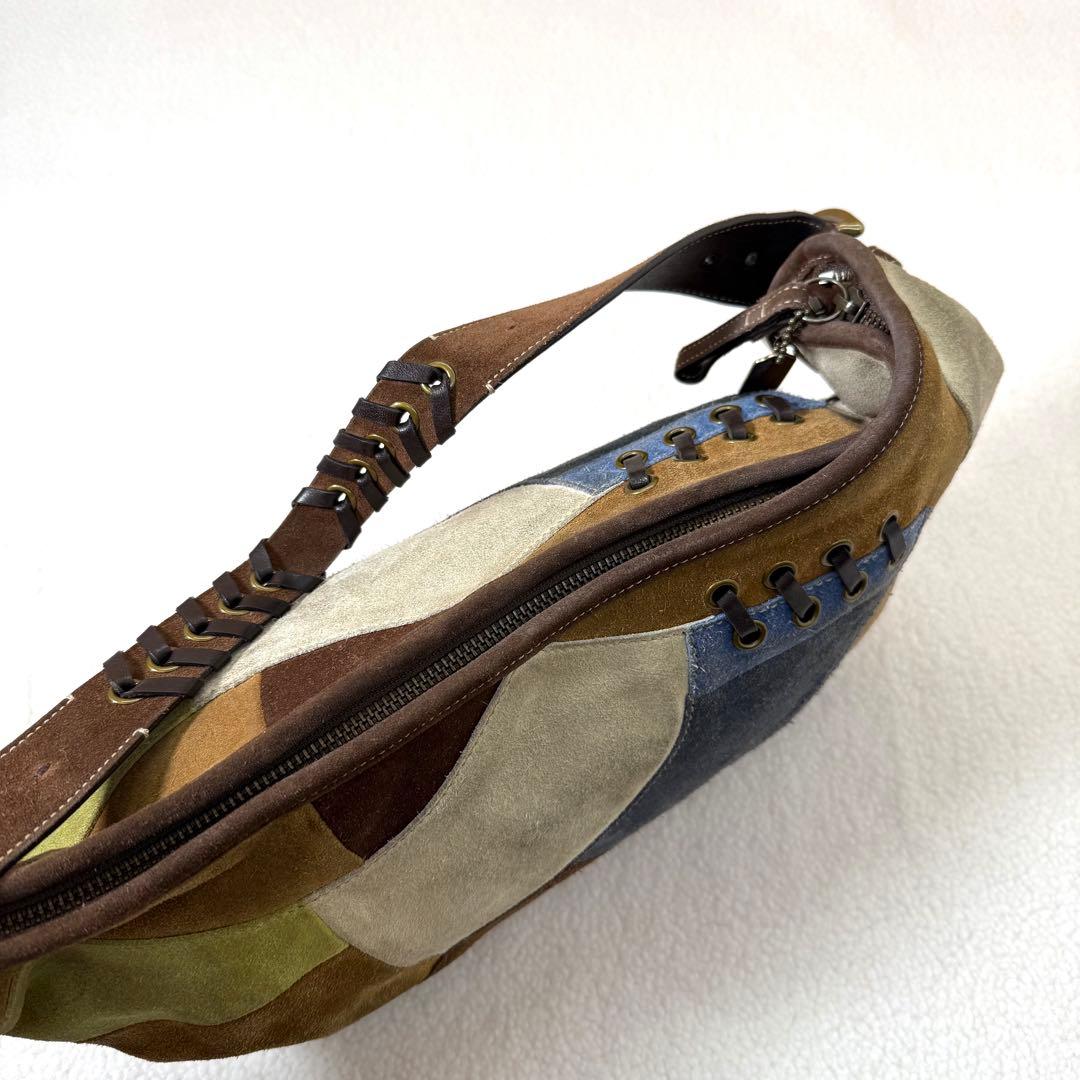 COACH コーチ 9587 スエード×レザー パッチワーク ショルダーバッグ