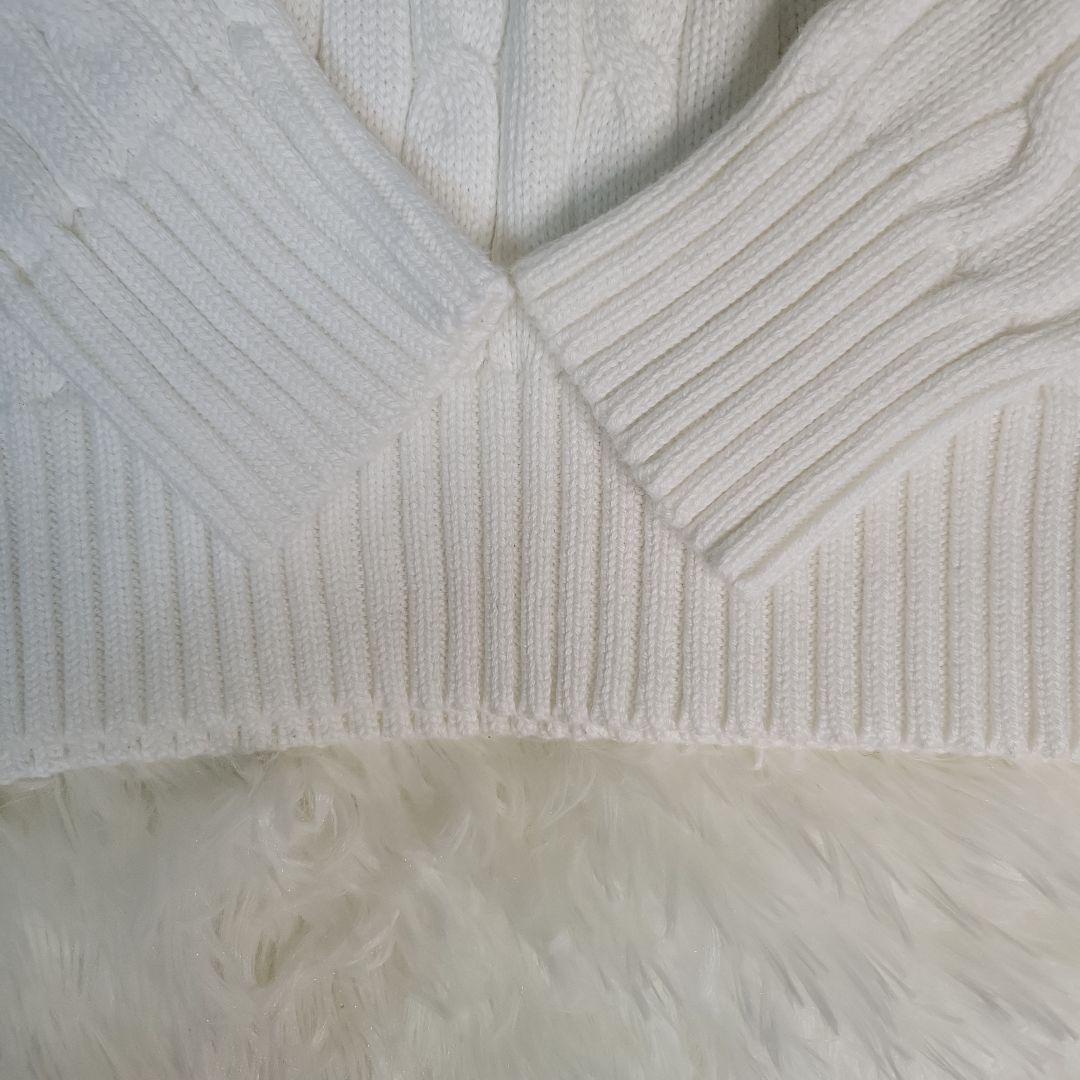 Polo Ralph Lauren ケーブルニットセーター ホワイト　V ネック