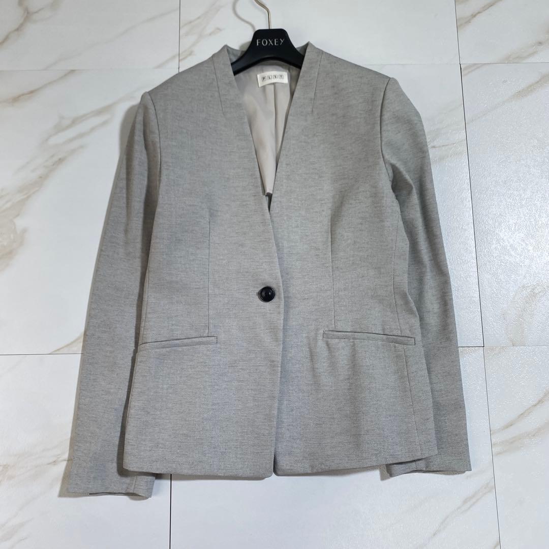 完売♡PLST 洗えるリネンブレンド カラーレスジャケット パンツセットアップ