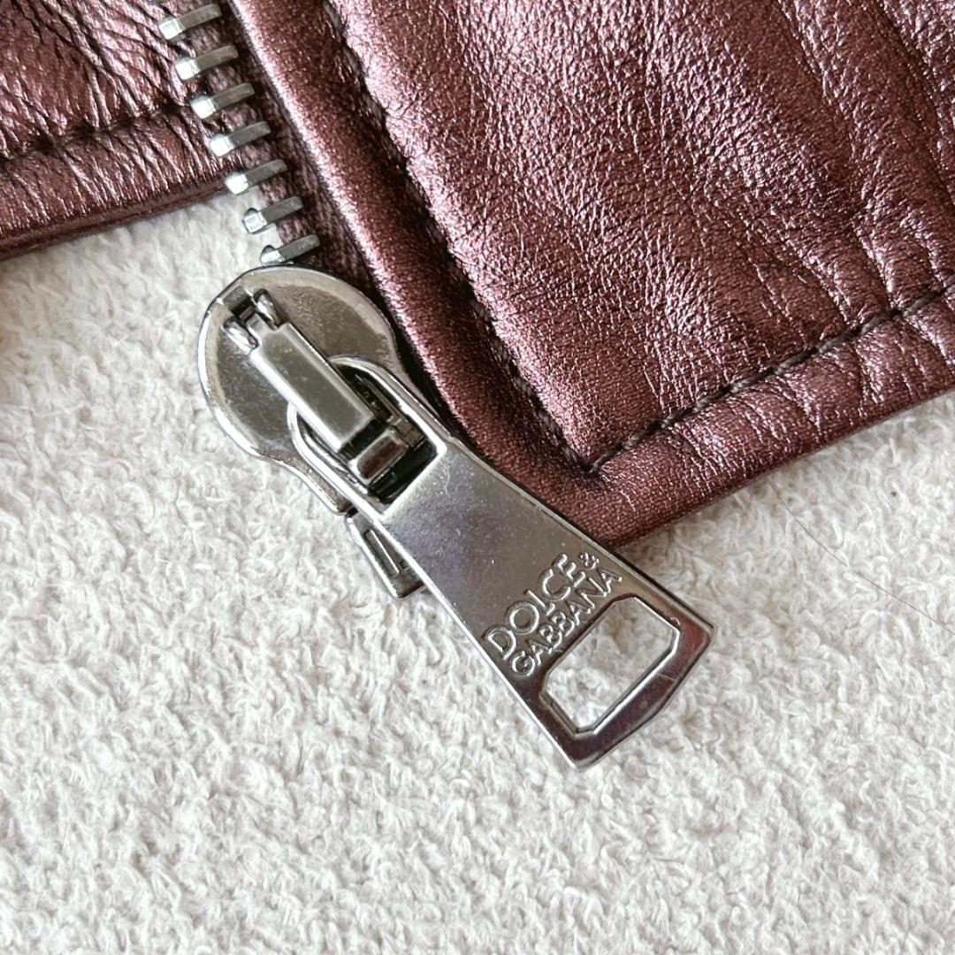 DOLCE&GABBANA ラムレザー メタリック ジャケット 50 ライダース