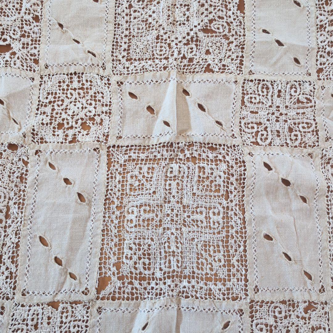 フランスアンティークテーブルクロス　フランスアンティークレース　フランスカーテン