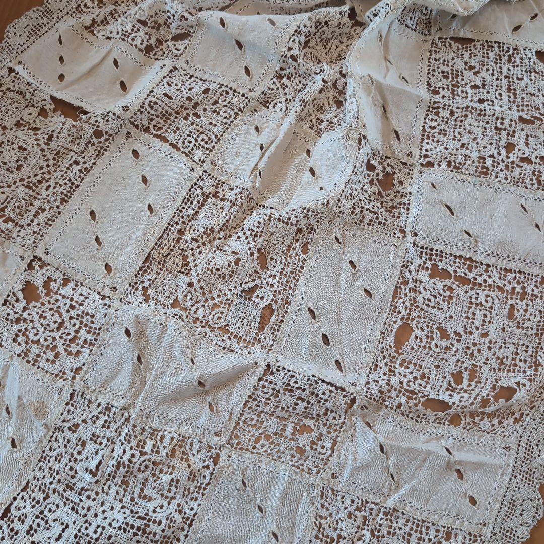フランスアンティークテーブルクロス　フランスアンティークレース　フランスカーテン