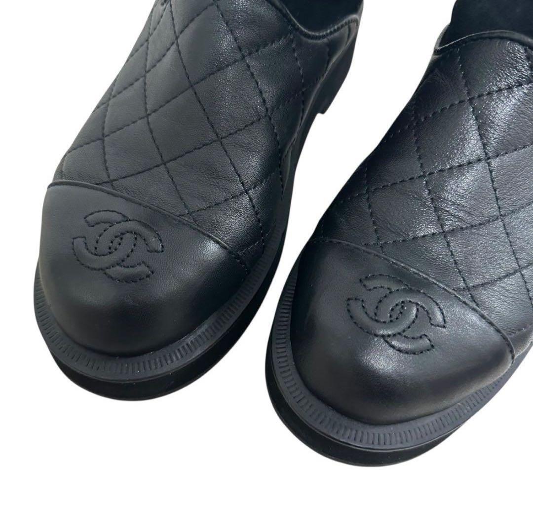CHANEL シャネル　ブーツ　レザー ココマーク マトラッセ