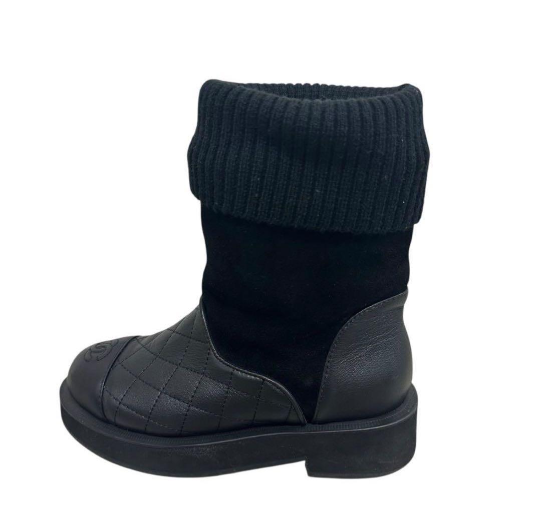 CHANEL シャネル　ブーツ　レザー ココマーク マトラッセ