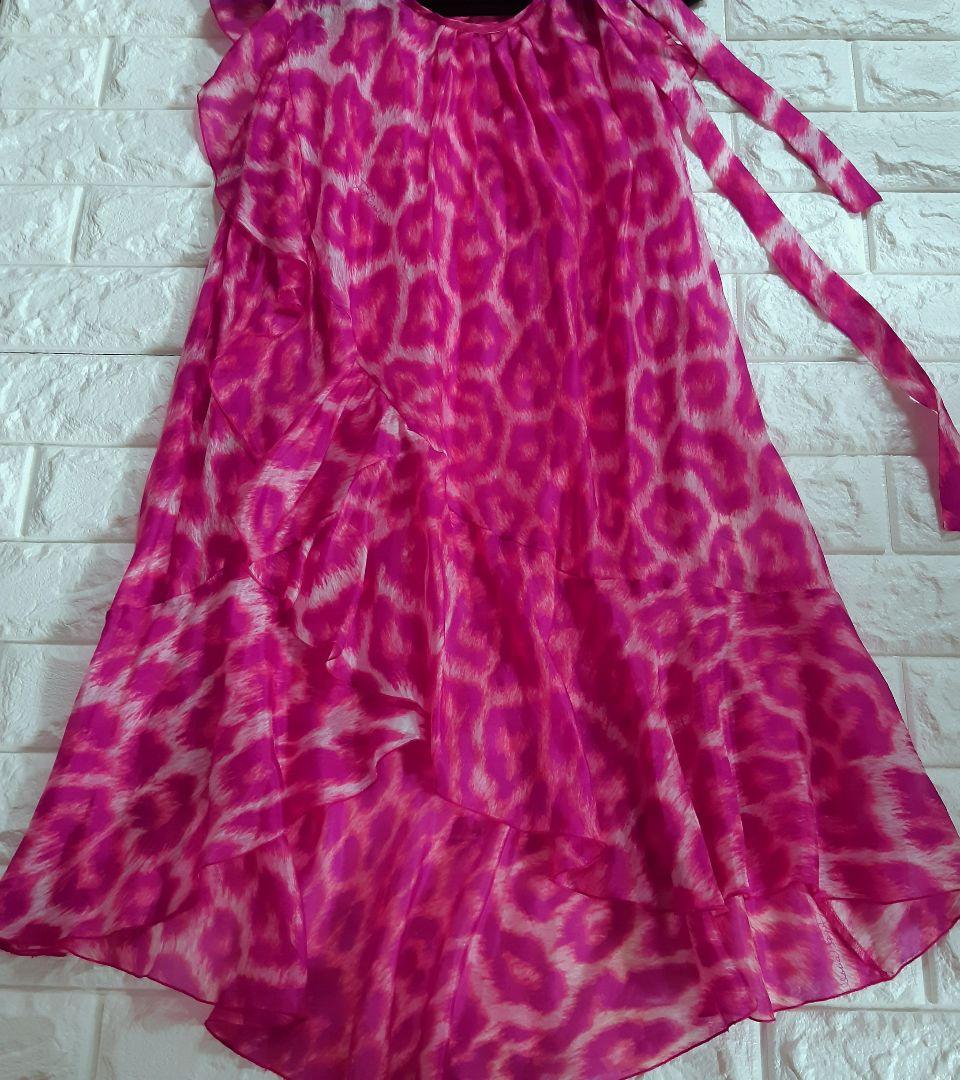 ロベルトカヴァッリ/ジャストカヴァリ　豹柄　アシンメトリー　絹ワンピース