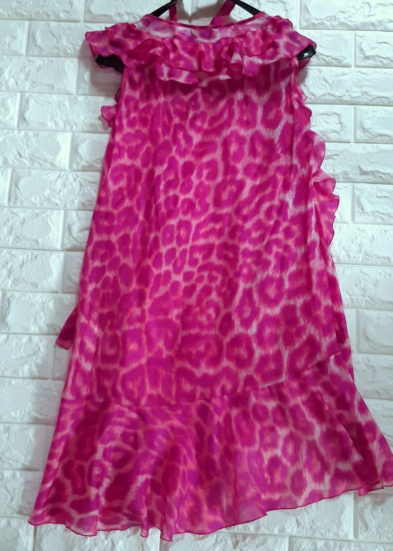 ロベルトカヴァッリ/ジャストカヴァリ　豹柄　アシンメトリー　絹ワンピース