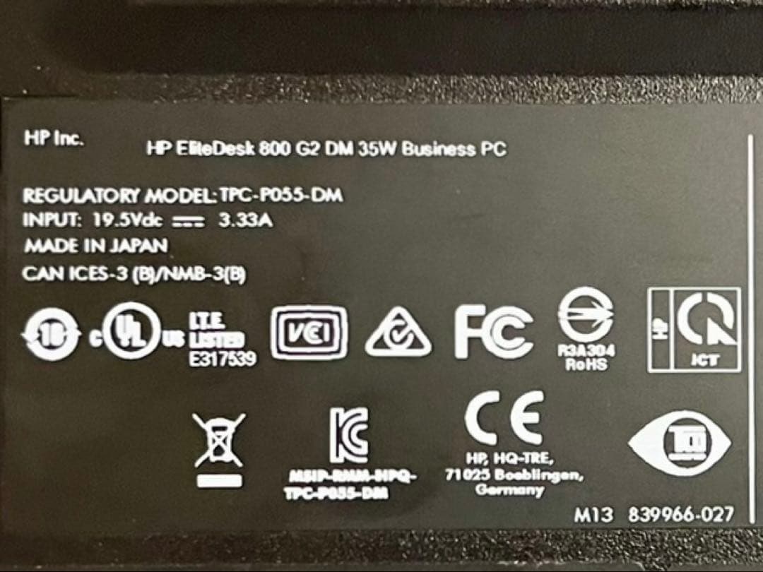 k*l様 HP EliteDesk800G2 Corei7-6700T