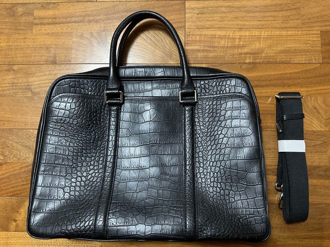 UNITED ARROWS クロコ型押し レザーブリーフケース ビジネスバッグ