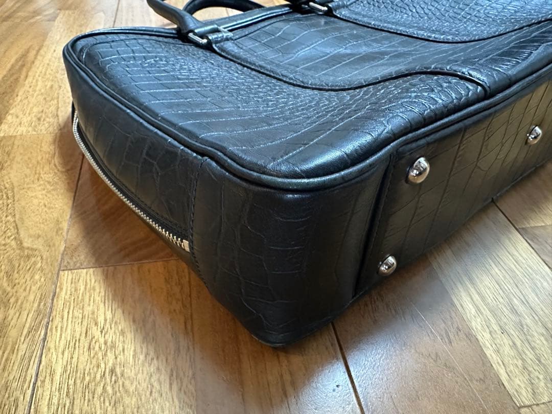 UNITED ARROWS クロコ型押し レザーブリーフケース ビジネスバッグ