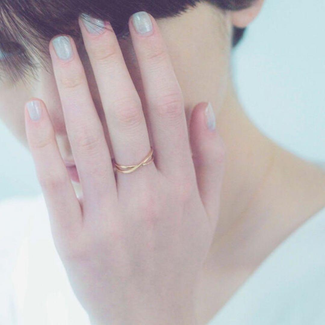 ete レイヤードクロスリング　K10 ゴールド