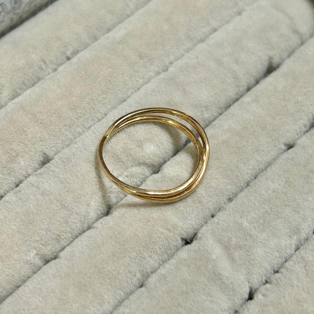 ete レイヤードクロスリング　K10 ゴールド