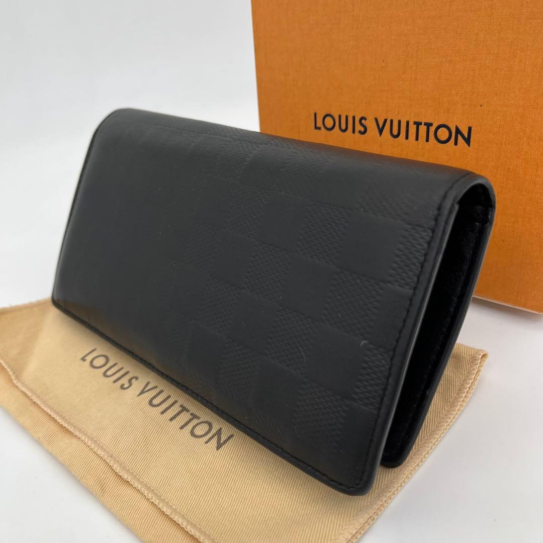 ルイヴィトン 長財布 フラップ ダミエ アンフィニ ブラザ 黒 N63010
