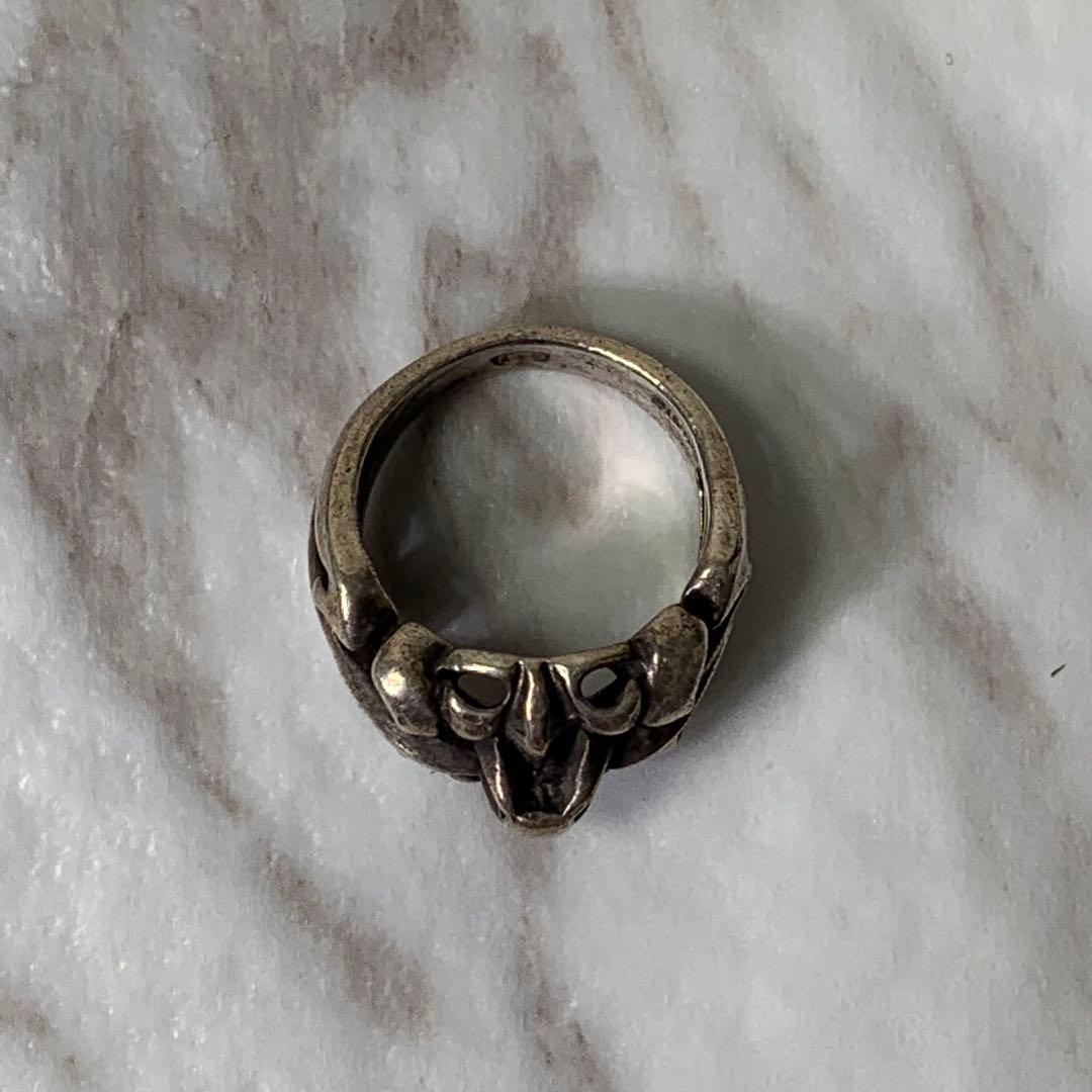 90s A&G フレアリング シルバー925 刻印 クロス 存在感 指輪 17号