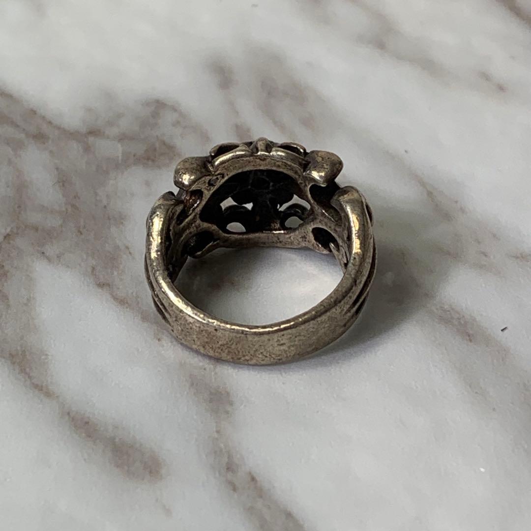 90s A&G フレアリング シルバー925 刻印 クロス 存在感 指輪 17号