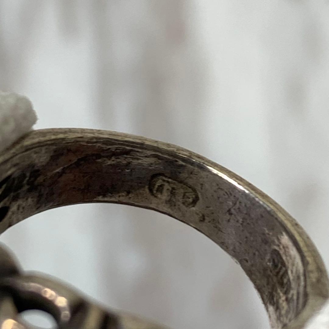 90s A&G フレアリング シルバー925 刻印 クロス 存在感 指輪 17号