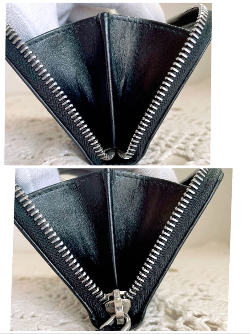 レア　PRADA サフィアーノ　トライアングル　コンパクトウォレット　ブラック