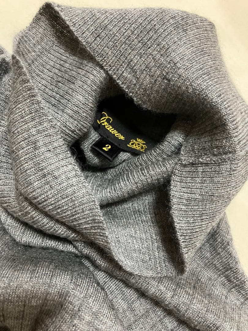 週末限定価格 DRAWER 定番 18G カシミヤシルクリブタートルニット