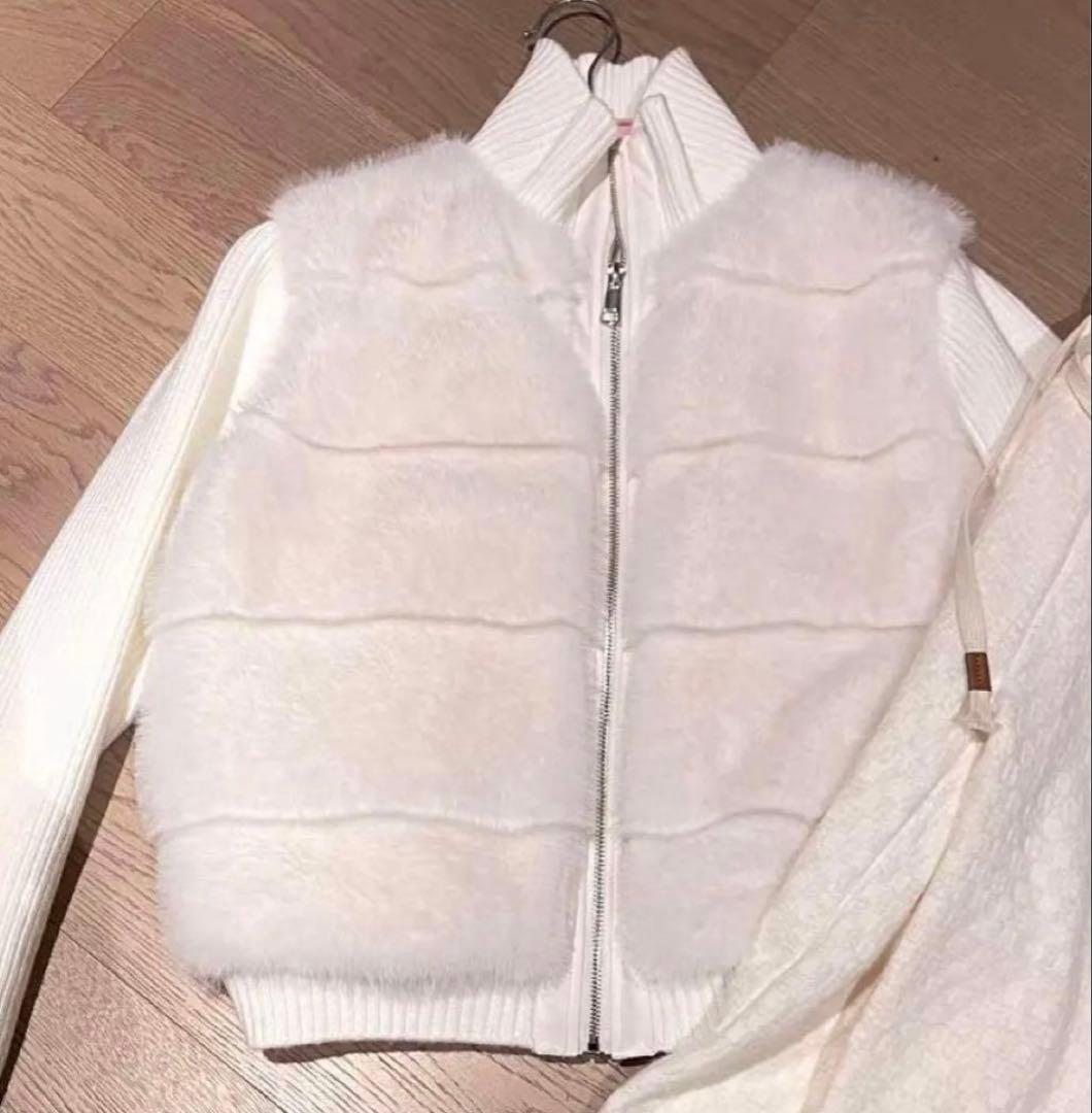 2WAYニットスリーブエコファーダウンジャンパー　バケットハットSET