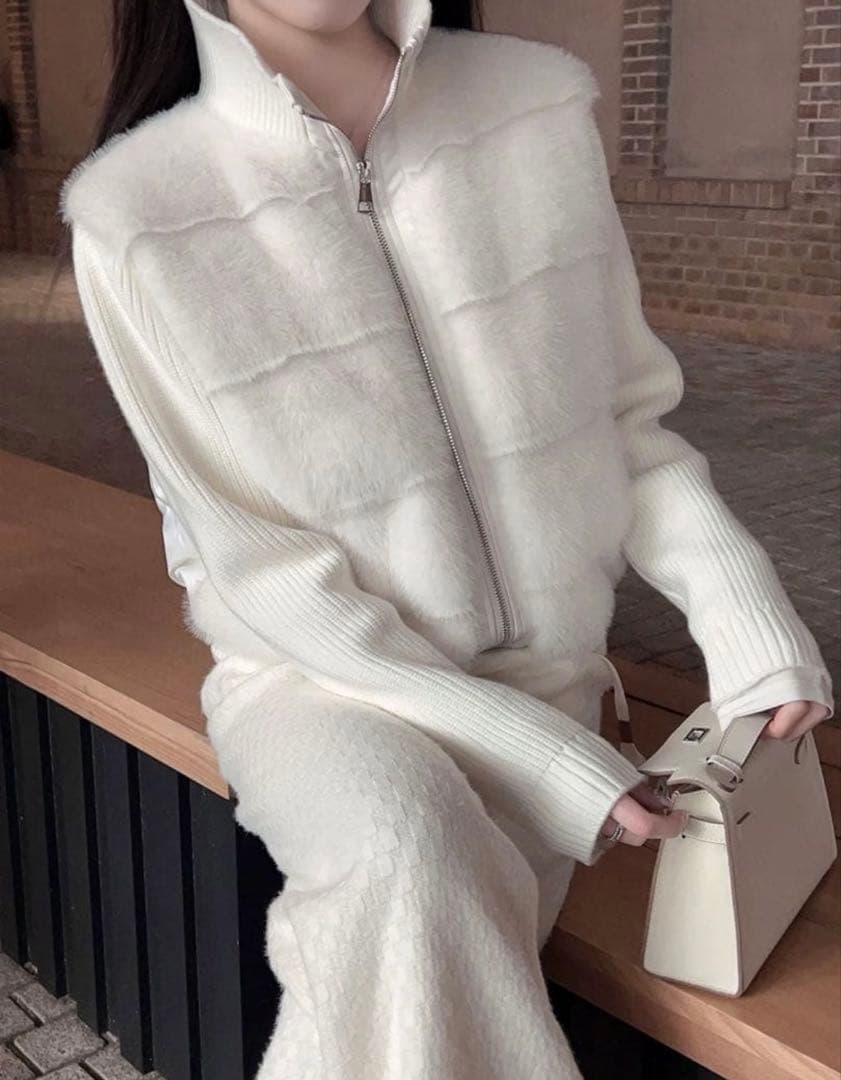 2WAYニットスリーブエコファーダウンジャンパー　バケットハットSET