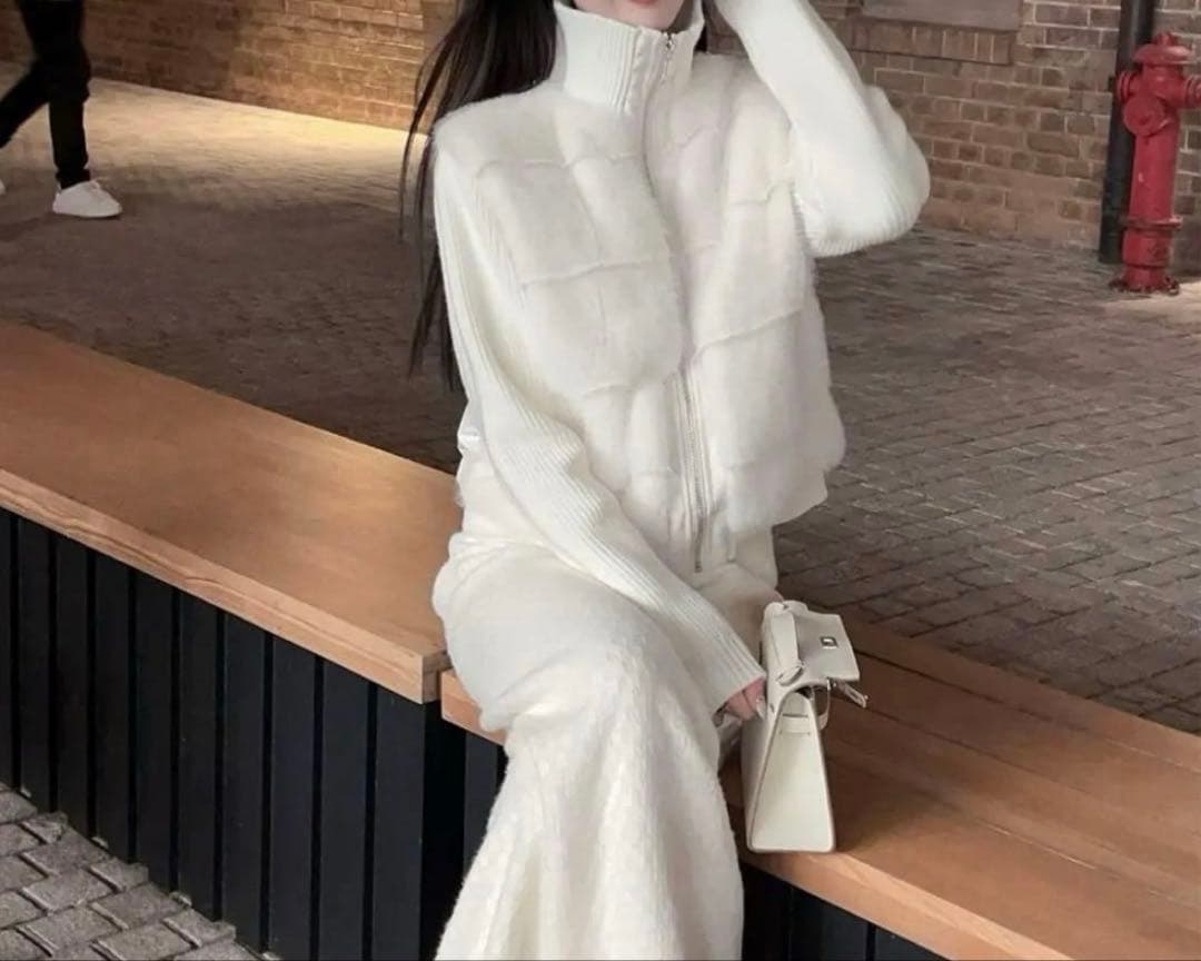 2WAYニットスリーブエコファーダウンジャンパー　バケットハットSET