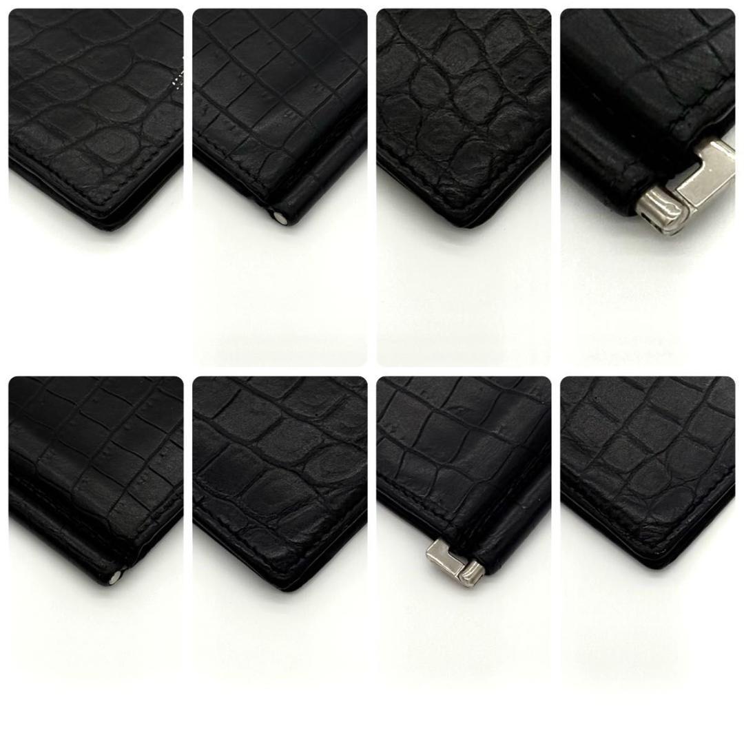 サンローラン マネークリップ お札入れ クロコ型押し 黒 ブラック 2255