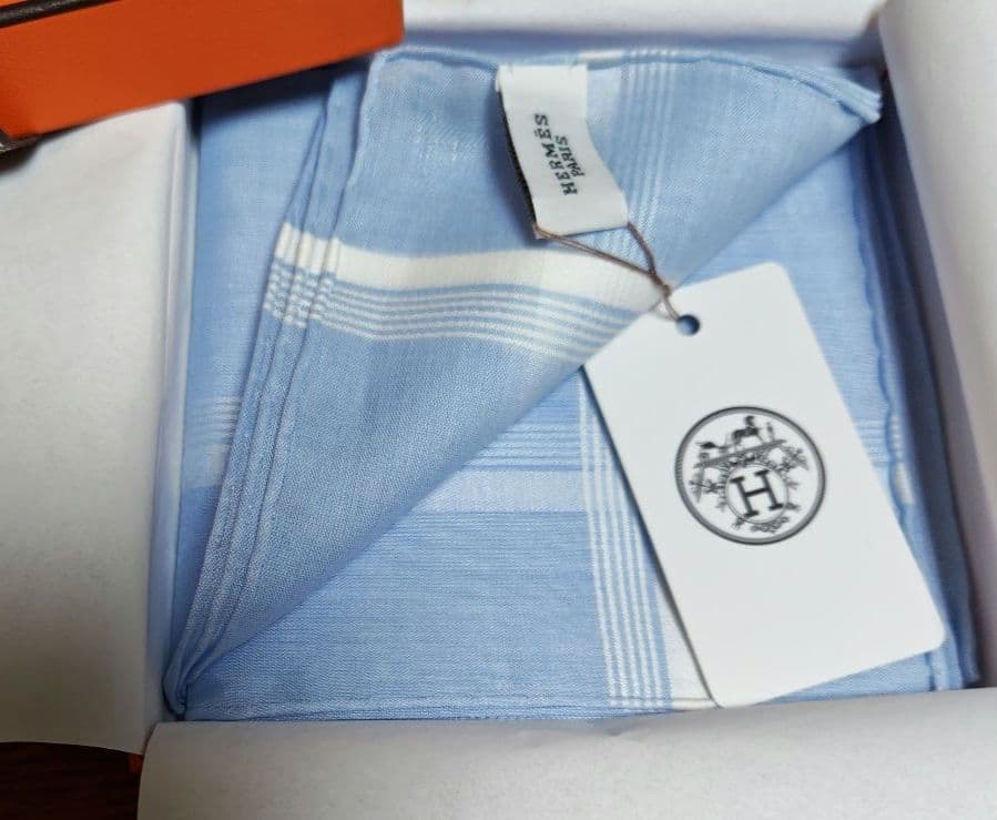 【新品未使用】HERMÈS ジャガード Hレリーフ ブルー