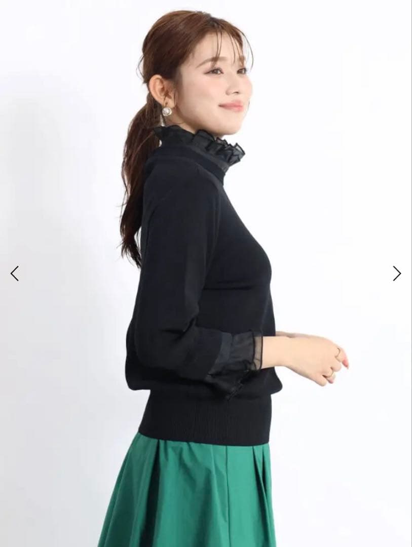 【新品】FENNEL フリル付きニットトップス　ブラック